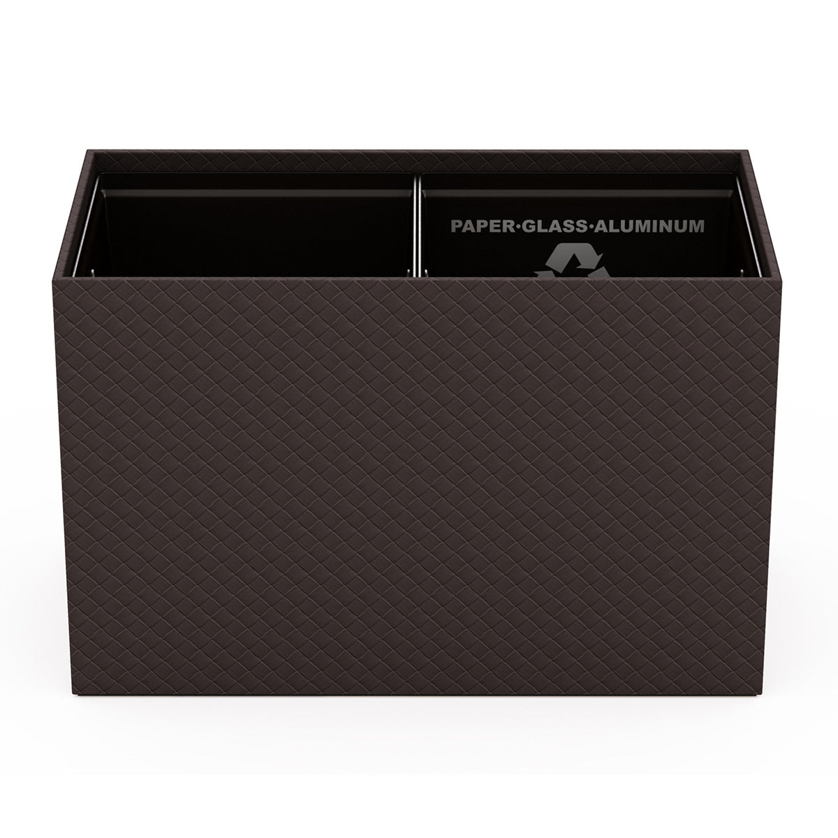 Double Cube Recycling Bin w/ Plastic Liners - Jumbo Woven Embossed Leather Match - Signature Collection
