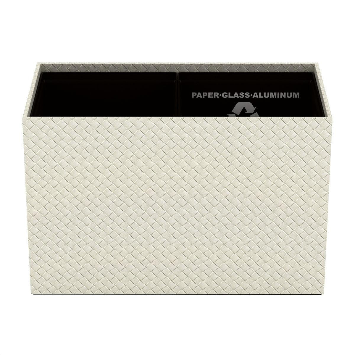 Double Cube Recycling Bin w/ Plastic Liners - Jumbo Woven Embossed Leather Match - Signature Collection