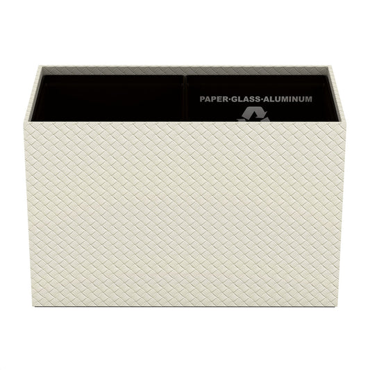 Double Cube Recycling Bin w/ Plastic Liners - Jumbo Woven Embossed Leather Match - Signature Collection