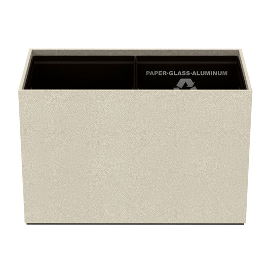 Double Cube Recycling Bin w/ Plastic Liners - Faux Shagreen Leather Match - Signature Collection