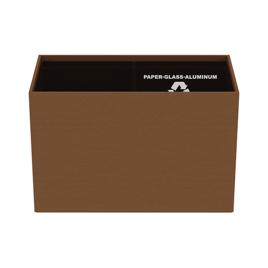 Double Cube Recycling Bin w/ Plastic Liners - Smooth Leather Match - Quick Ship