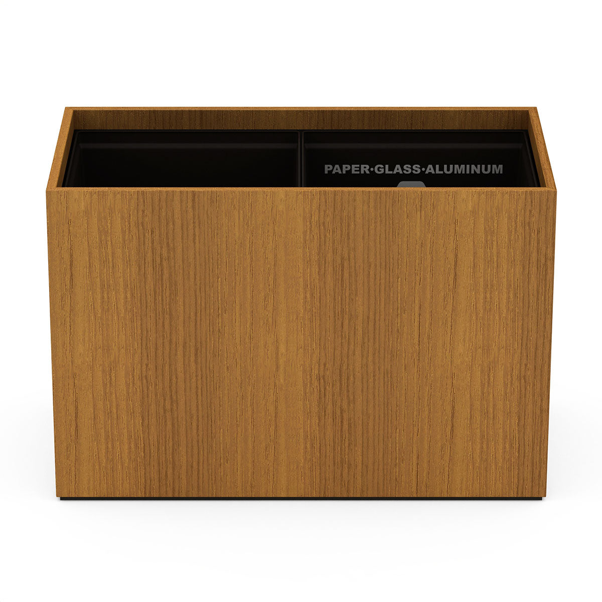 Double Cube Recycling Bin w/ Plastic Liners - Wood - Signature Collection