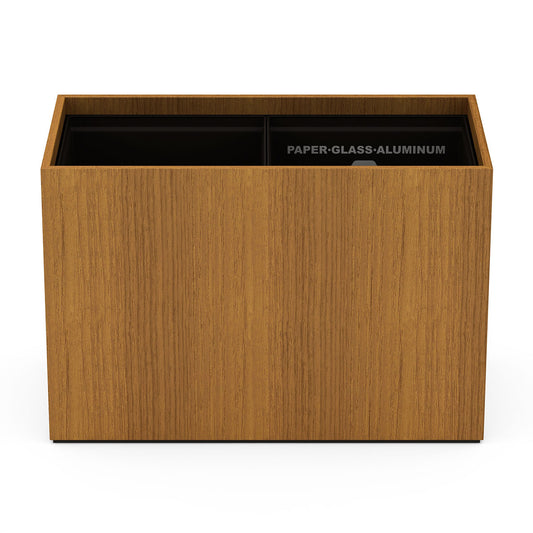 Double Cube Recycling Bin w/ Plastic Liners - Wood - Signature Collection