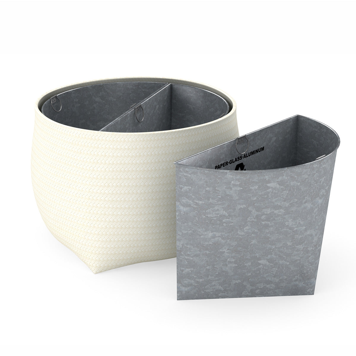 Round Recycling Bin w/ Metal Liners - Polyweave - Signature Collection