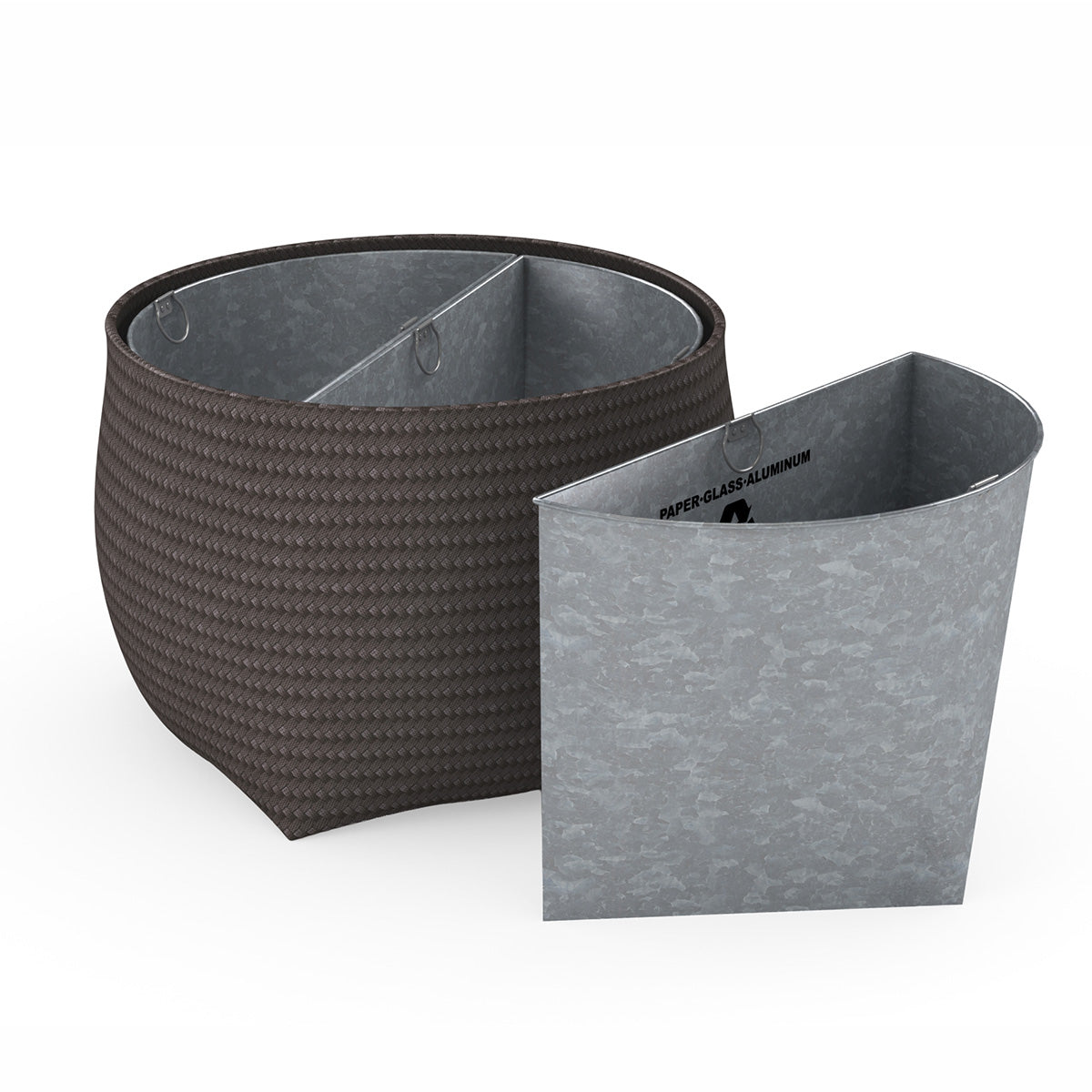 Round Recycling Bin w/ Metal Liners - Polyweave - Signature Collection