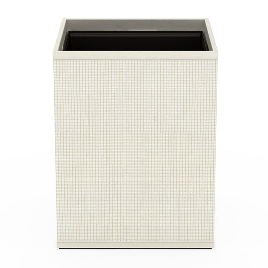 Cube Wastebasket - Classic Weave Leather Match - Signature Collection