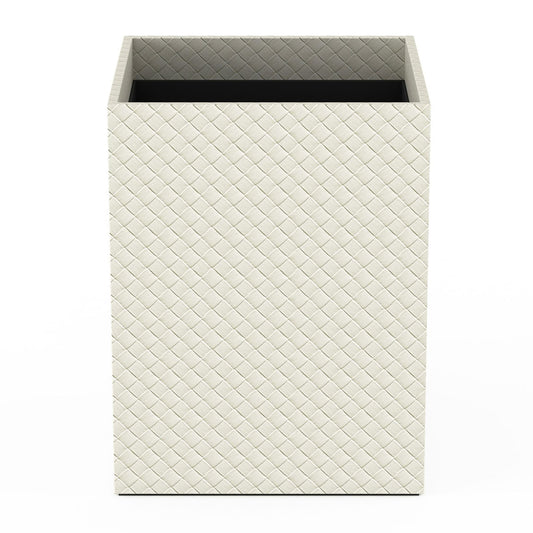 Cube Wastebasket - Jumbo Woven Embossed Leather Match - Signature Collection