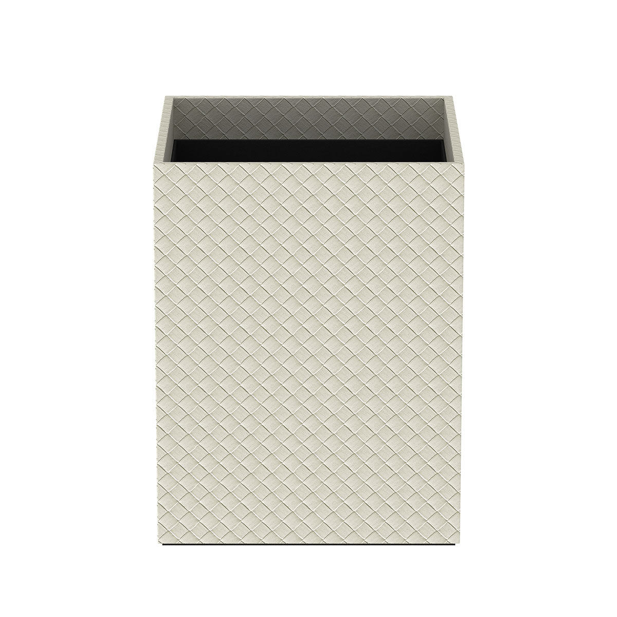 Cube Wastebasket - Jumbo Woven Embossed Leather Match - Quick Ship