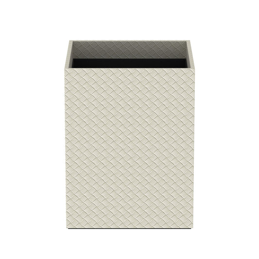 Cube Wastebasket - Jumbo Woven Embossed Leather Match - Quick Ship