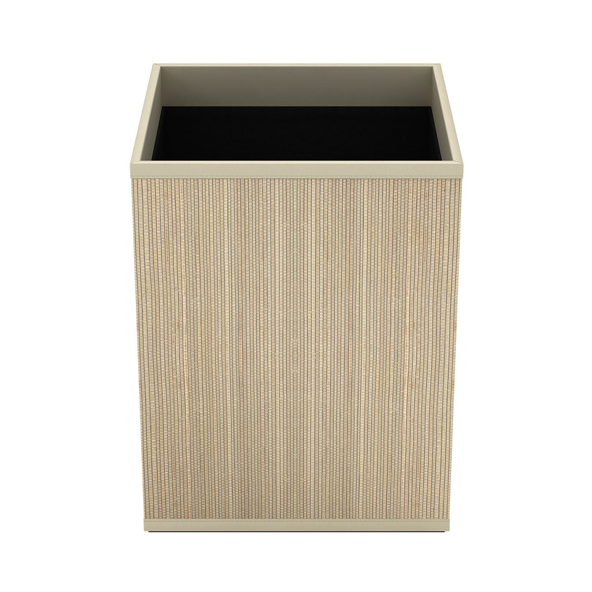 Cube Wastebasket - Classic Mendong w/ Wood Trim - Quick Ship
