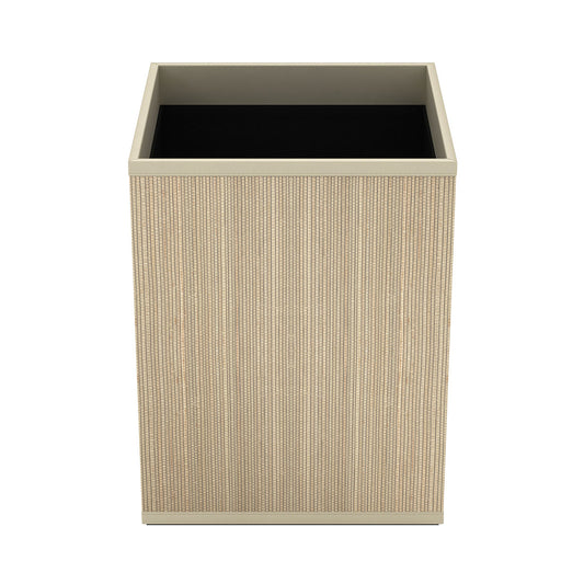 Cube Wastebasket - Classic Mendong w/ Wood Trim - Quick Ship