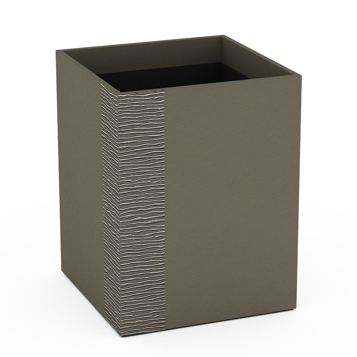 Cube Wastebasket - Embroidered Leather Match - Signature Collection