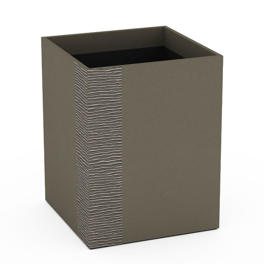 Cube Wastebasket - Embroidered Leather Match - Signature Collection