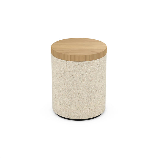 Cylinder Canister w/ Natural Wood Lid - Sand Resin - Signature Collection