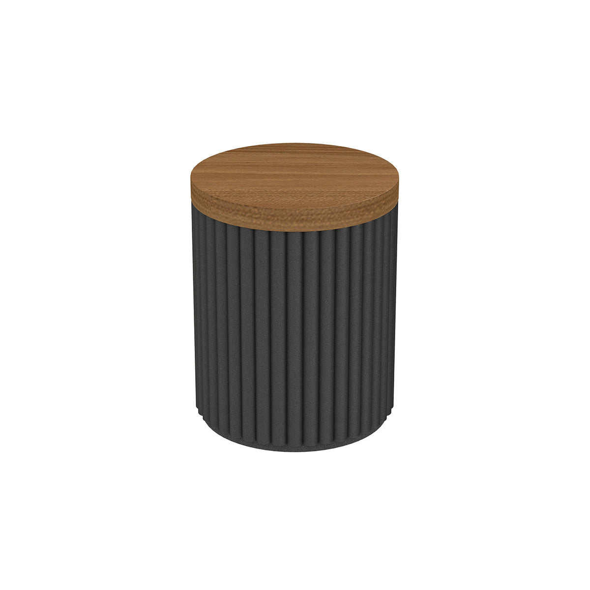 Cylinder Ribbed Canister w/ Wood Lid - Sand Resin - Signature Collection