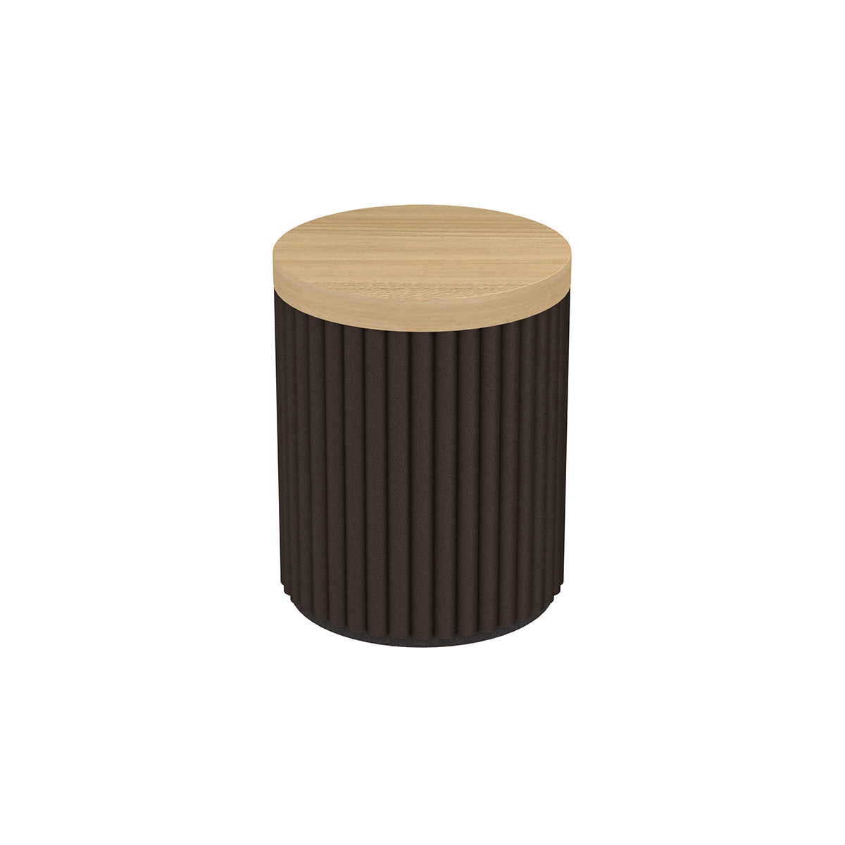 Cylinder Ribbed Canister w/ Wood Lid - Sand Resin - Signature Collection