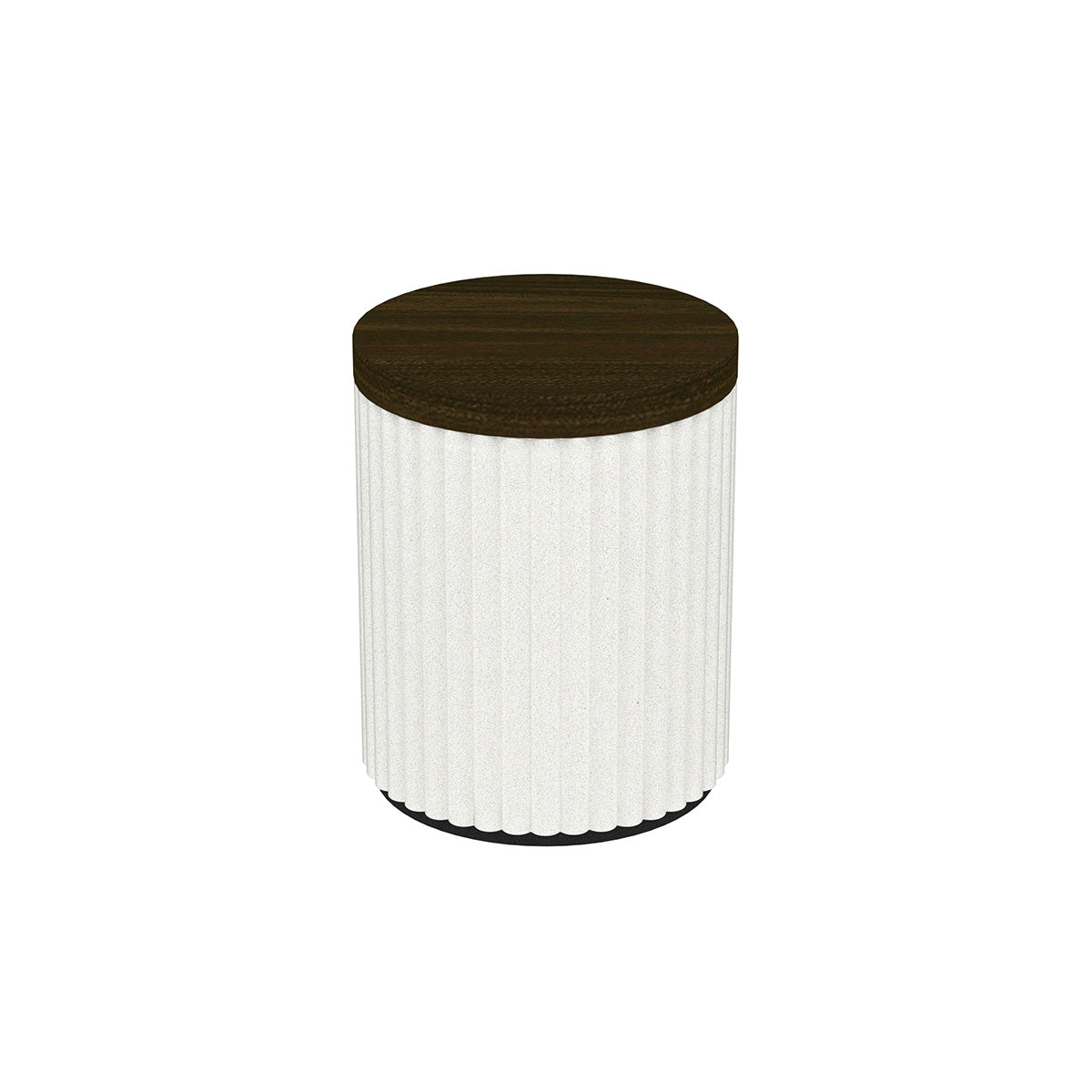 Cylinder Ribbed Canister w/ Wood Lid - Sand Resin - Signature Collection