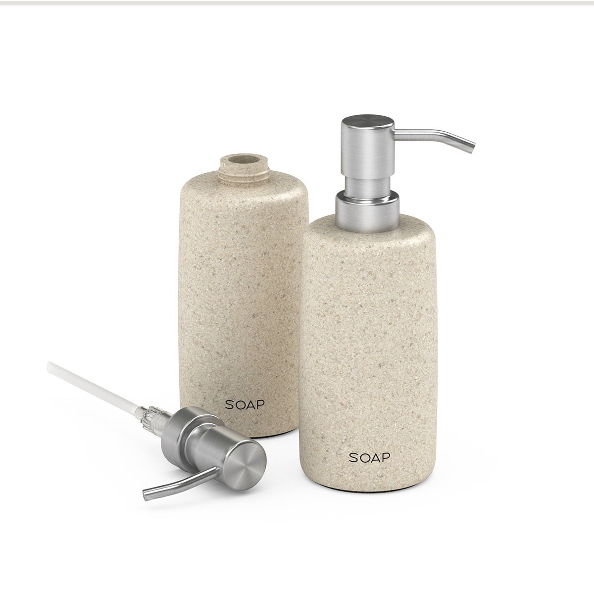 10oz Pump Dispenser, "SOAP", Silver Nozzle - Sand Resin - Signature Collection