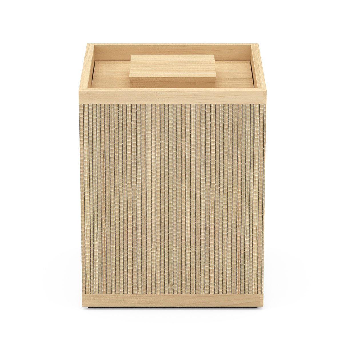 Cube Canister w/ Recessed Handle - Classic Mendong w/ Wood Trim - Signature Collection