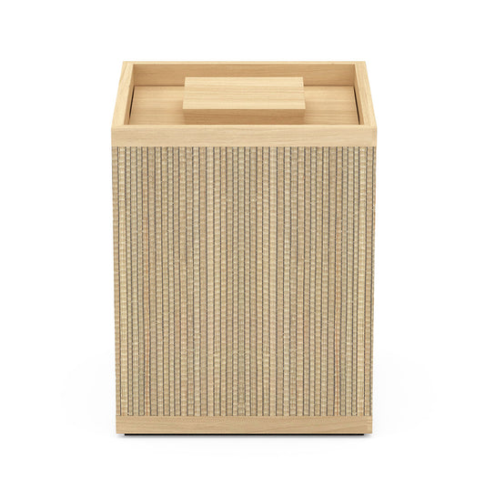 Cube Canister w/ Recessed Handle - Classic Mendong w/ Wood Trim - Signature Collection