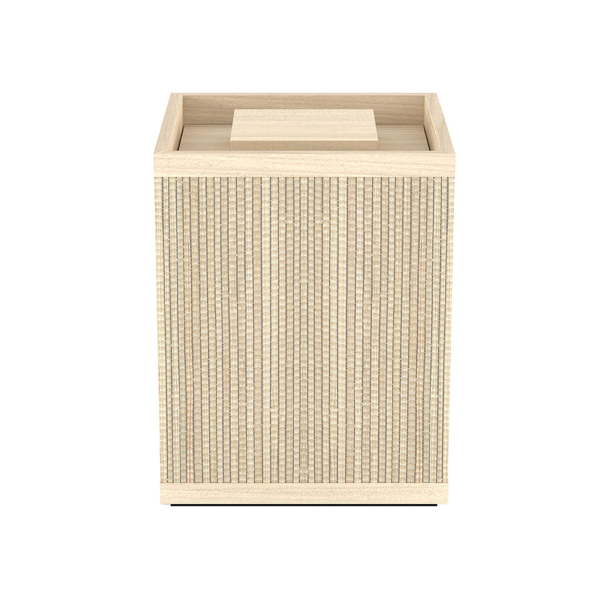 Cube Canister w/ Recessed Handle - Classic Mendong w/ Wood Trim - Quick Ship