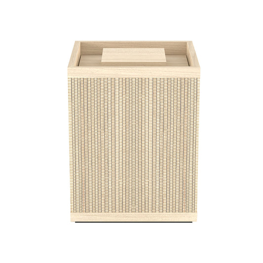 Cube Canister w/ Recessed Handle - Classic Mendong w/ Wood Trim - Quick Ship