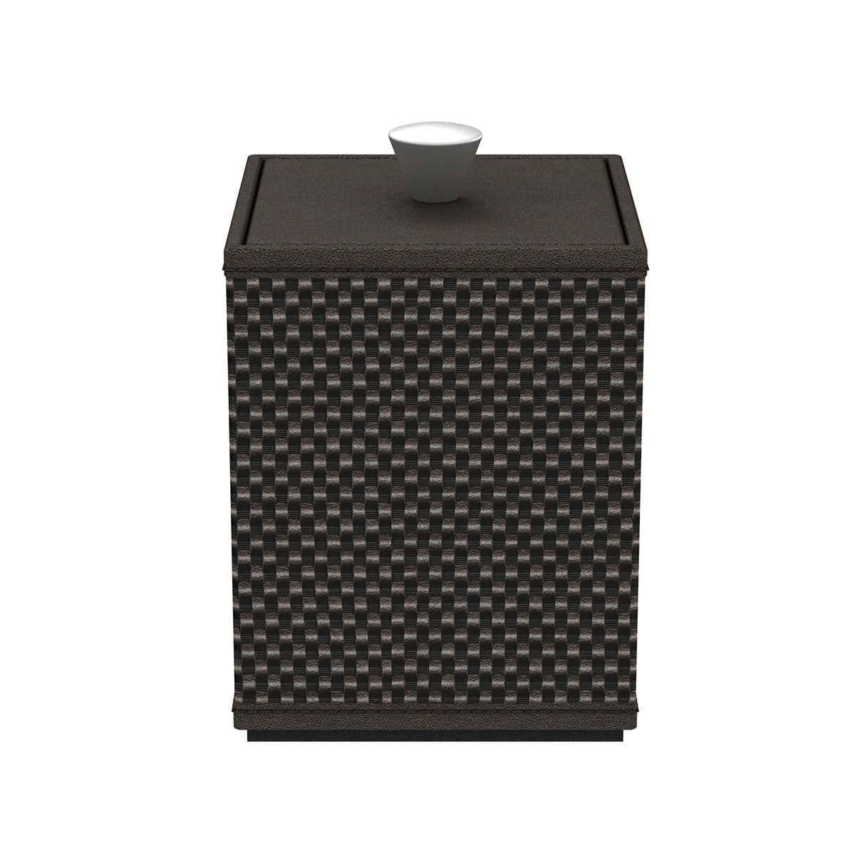Cube Canister w/ Aluminum Knob - Broadweave Leather Match - Signature Collection