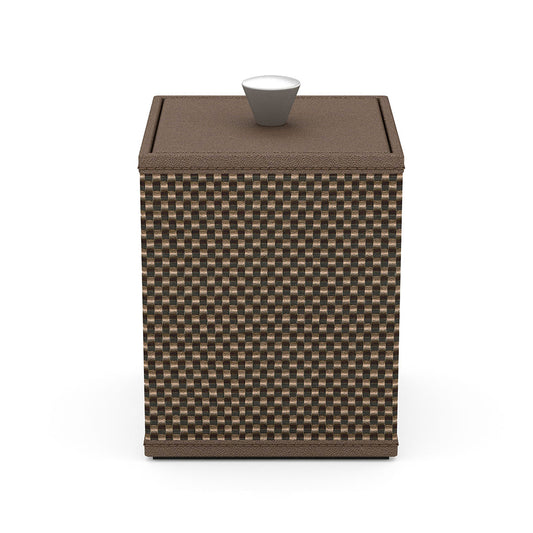 Cube Canister w/ Aluminum Knob - Broadweave Leather Match - Signature Collection