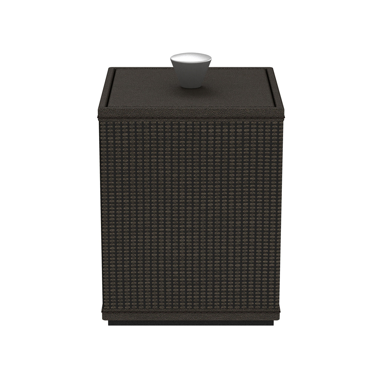 Cube Canister w/ Aluminum Knob - Classic Weave Leather Match - Signature Collection