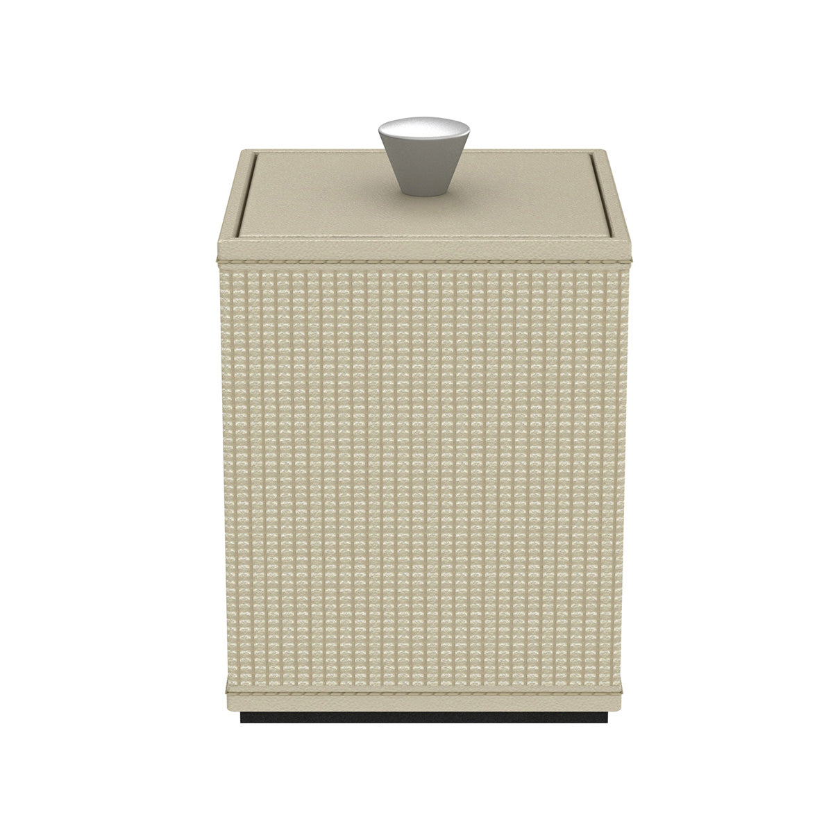 Cube Canister w/ Aluminum Knob - Classic Weave Leather Match - Signature Collection