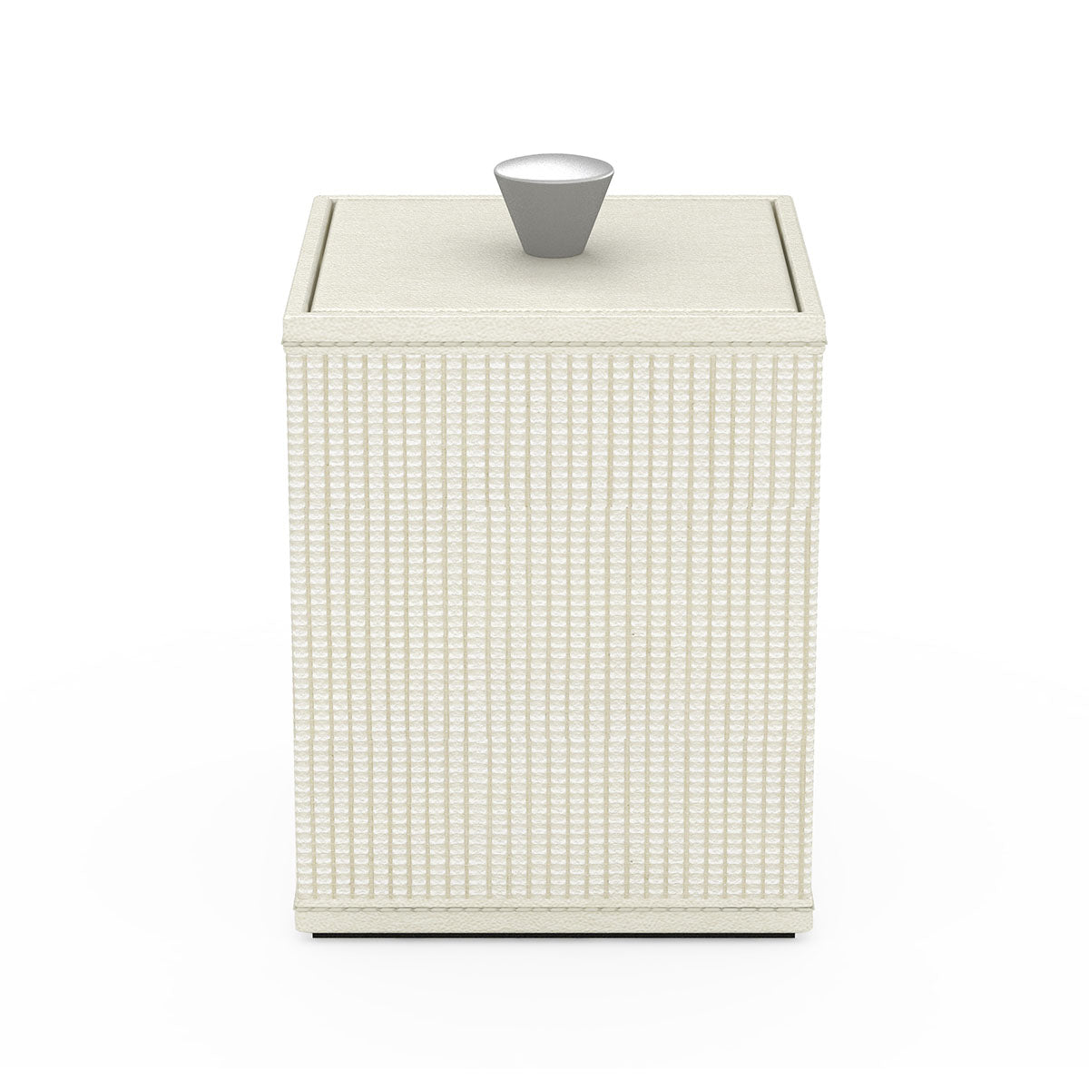 Cube Canister w/ Aluminum Knob - Classic Weave Leather Match - Signature Collection