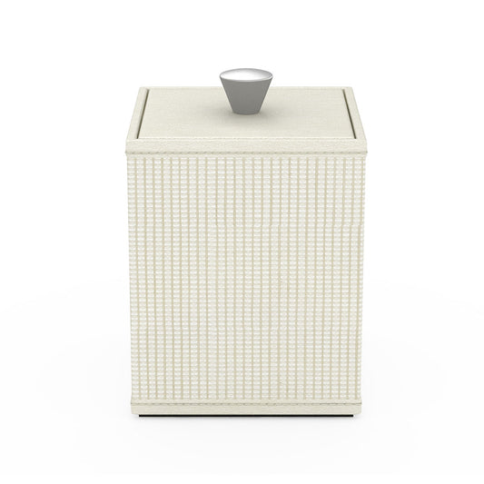 Cube Canister w/ Aluminum Knob - Classic Weave Leather Match - Signature Collection