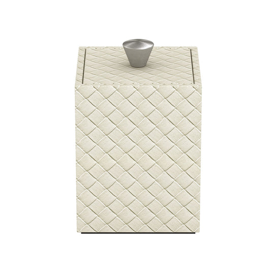 Cube Canister w/ Aluminum Knob - Jumbo Woven Embossed Leather Match - Signature Collection