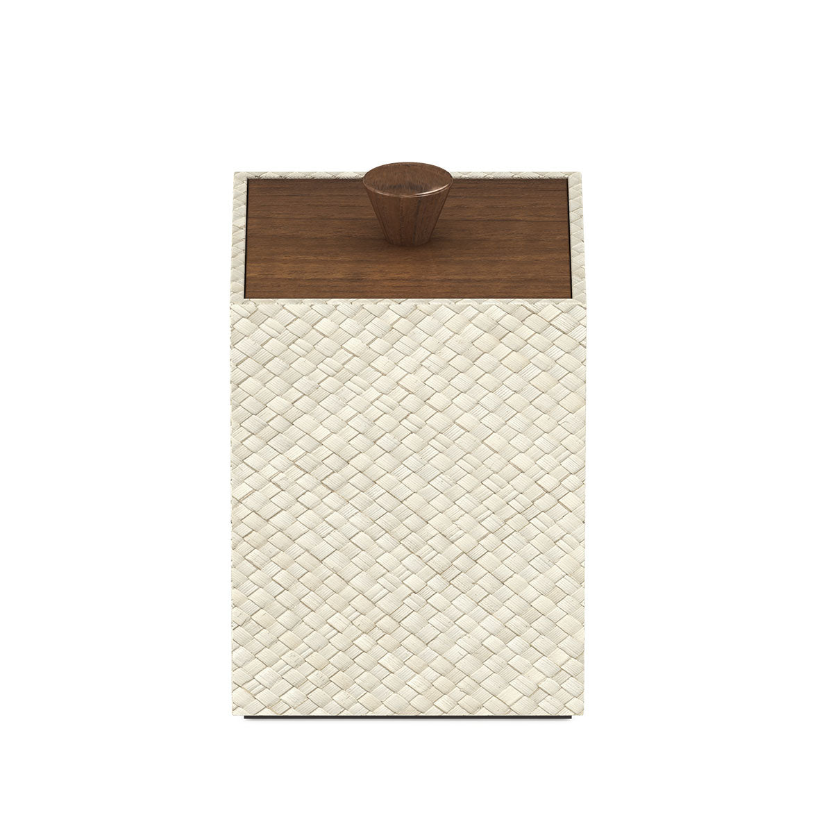 Natural Pandan Cube Canister with Teak Lid | Via Motif