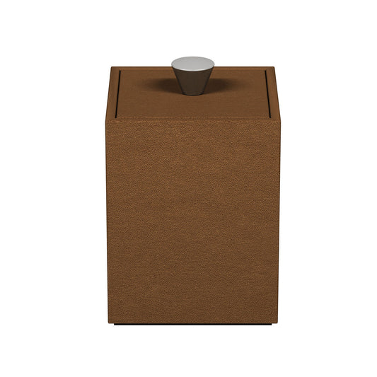 Cube Canister w/ Aluminum Knob - Smooth Leather Match - Signature Collection