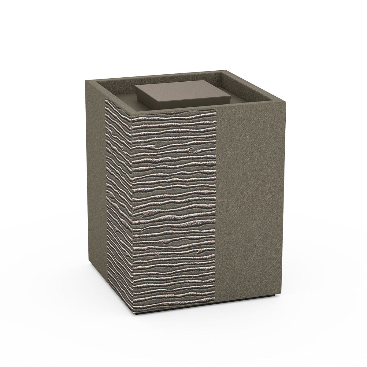 Cube Canister w/ Recessed Handle - Embroidered Leather Match - Signature Collection