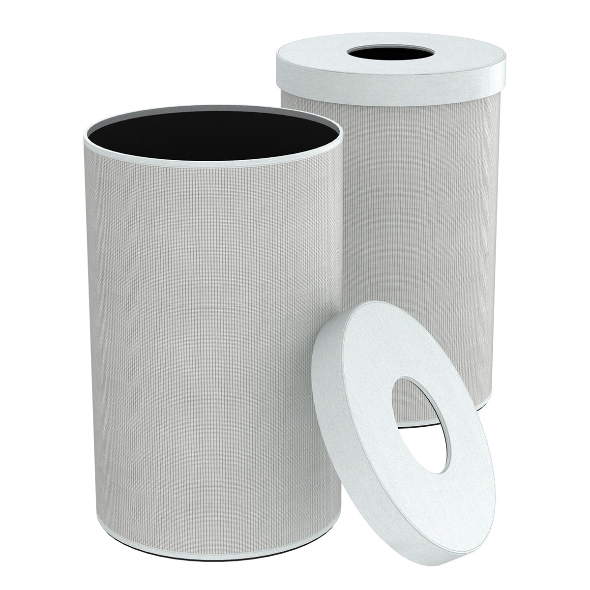Cylinder Hamper w/ 6" Hole - Classic Weave Leather Match - Signature Collection