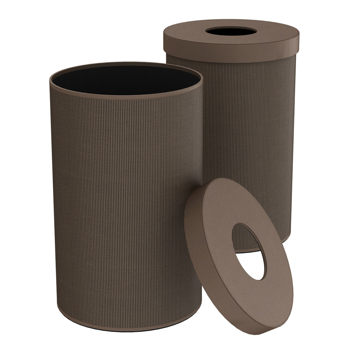 Cylinder Hamper w/ 6" Hole - Classic Weave Leather Match - Signature Collection