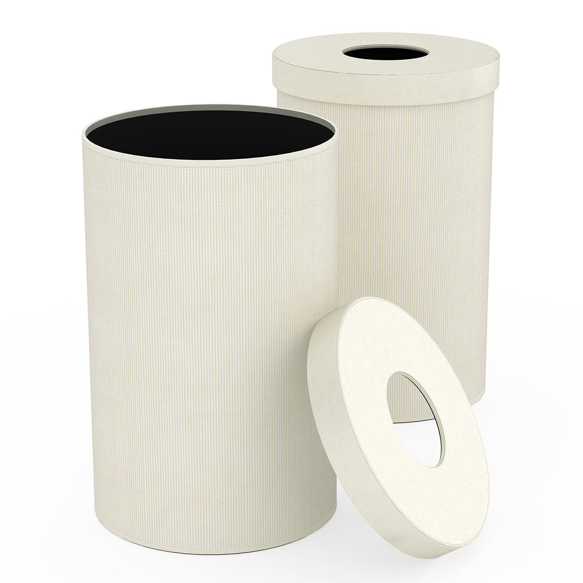 Cylinder Hamper w/ 6" Hole - Classic Weave Leather Match - Signature Collection