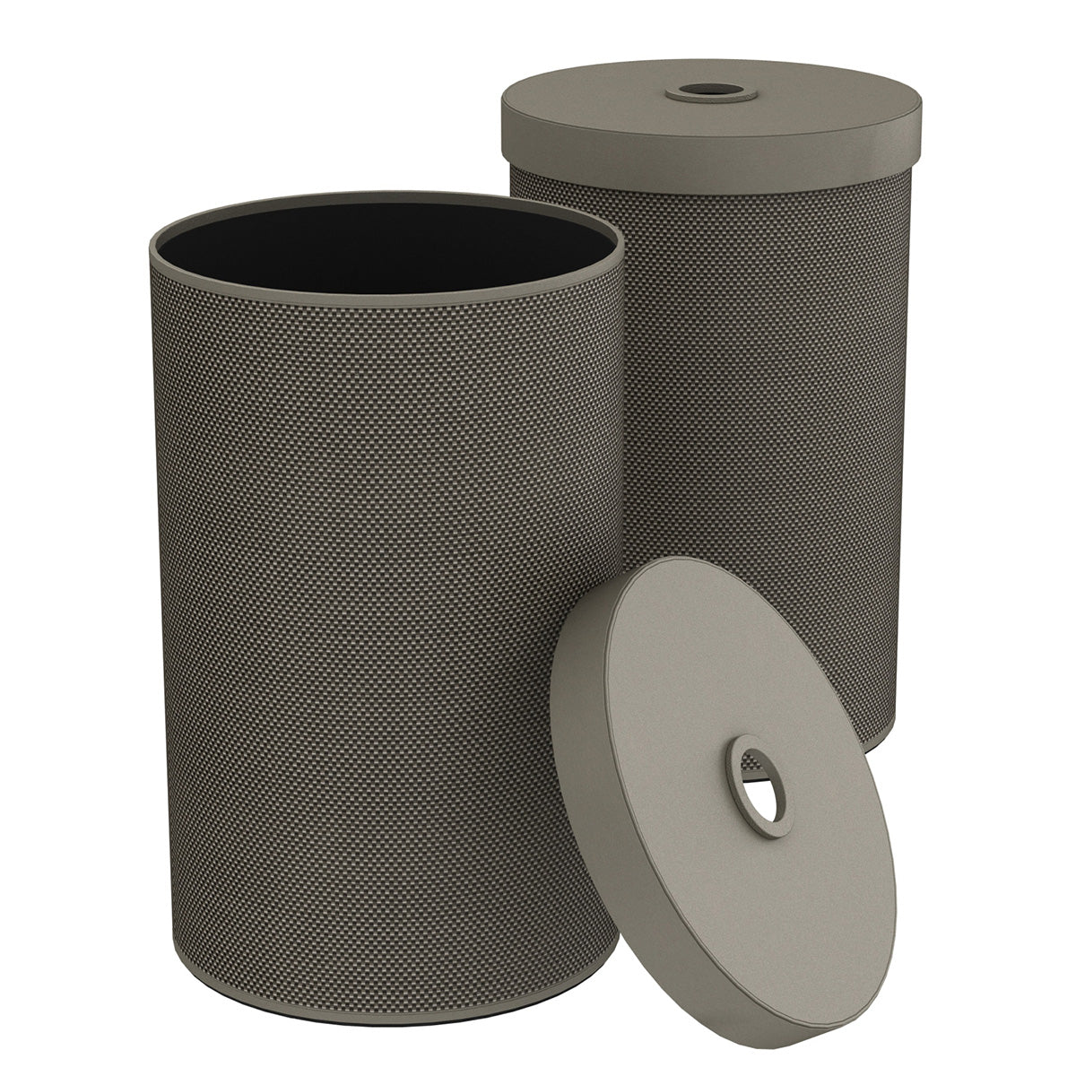 Large Cylinder Hamper w/ Finger Hole - Broadweave Leather Match - Signature Collection