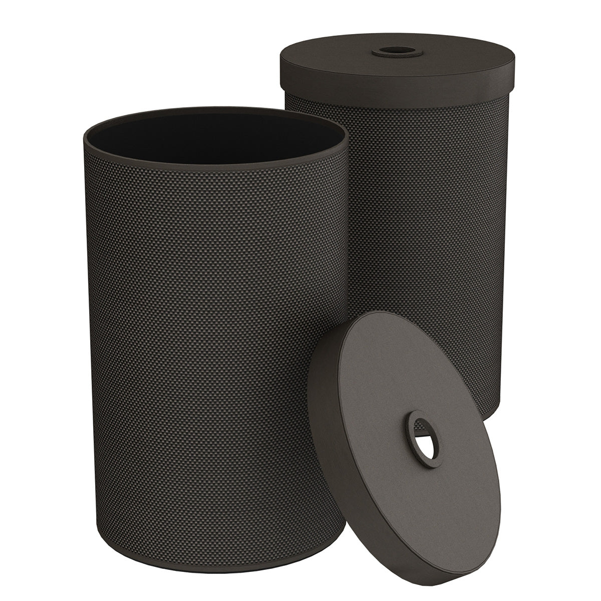 Large Cylinder Hamper w/ Finger Hole - Broadweave Leather Match - Signature Collection