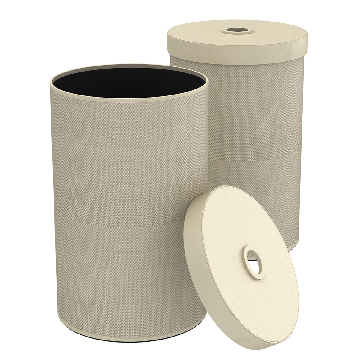 Large Cylinder Hamper w/ Finger Hole - Broadweave Leather Match - Signature Collection