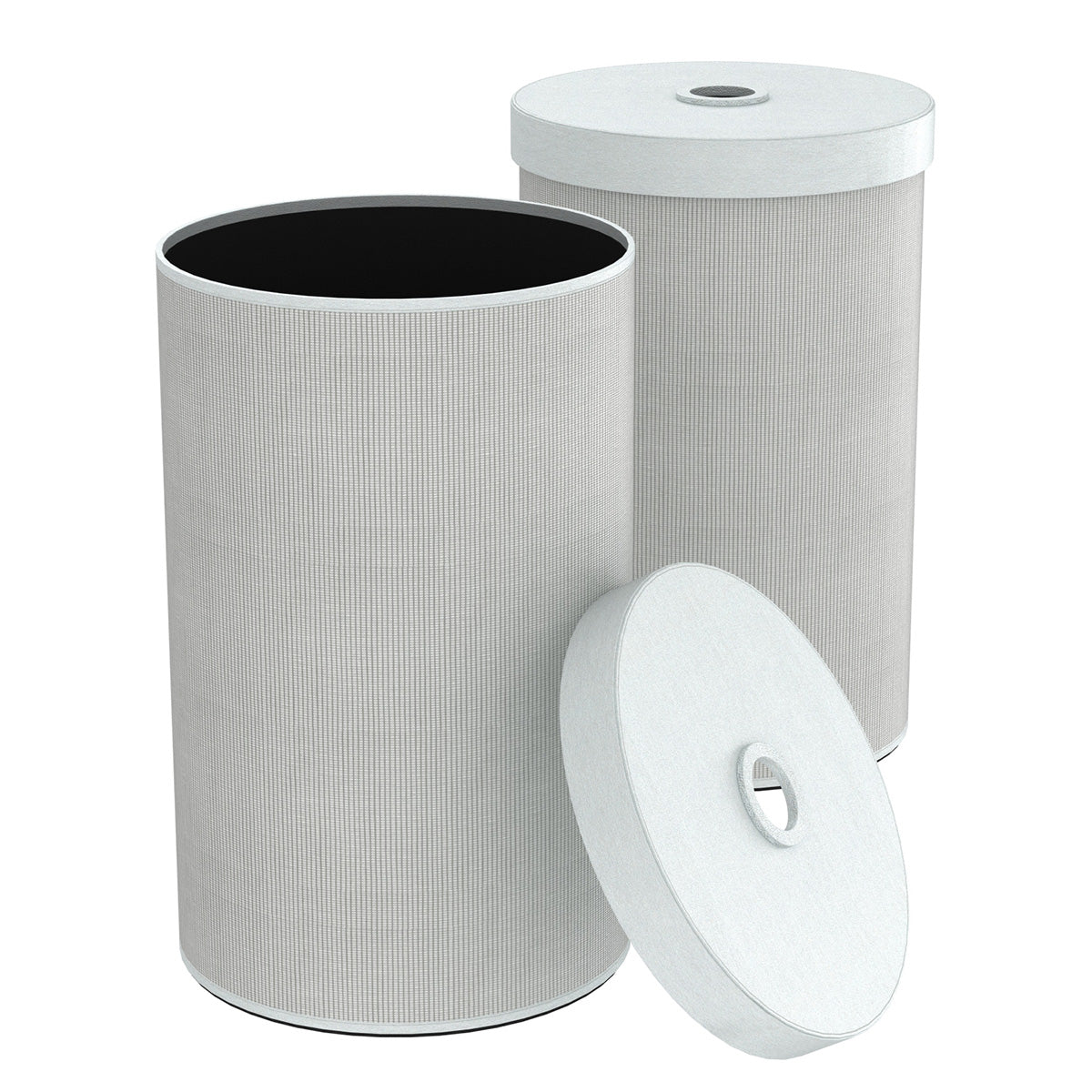 Large Cylinder Hamper w/ Finger Hole - Classic Weave Leather Match - Signature Collection