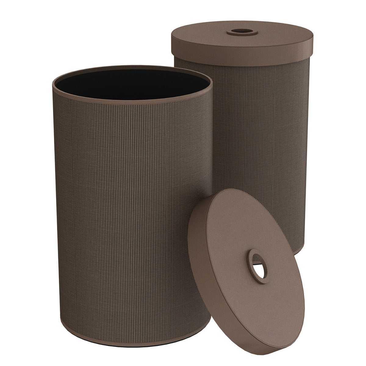 Large Cylinder Hamper w/ Finger Hole - Classic Weave Leather Match - Signature Collection