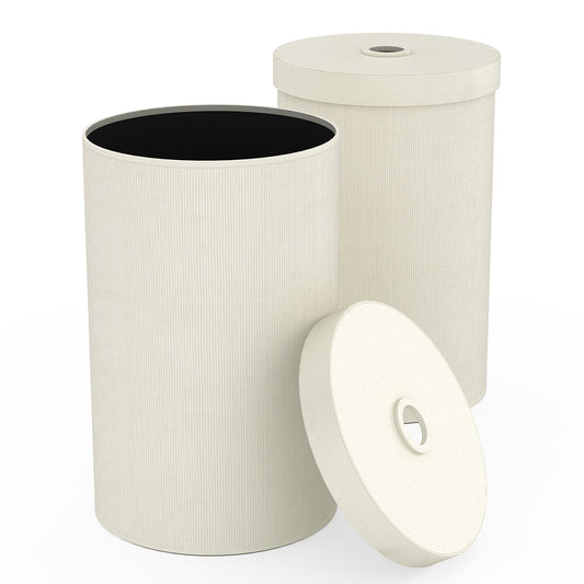 Large Cylinder Hamper w/ Finger Hole - Classic Weave Leather Match - Signature Collection