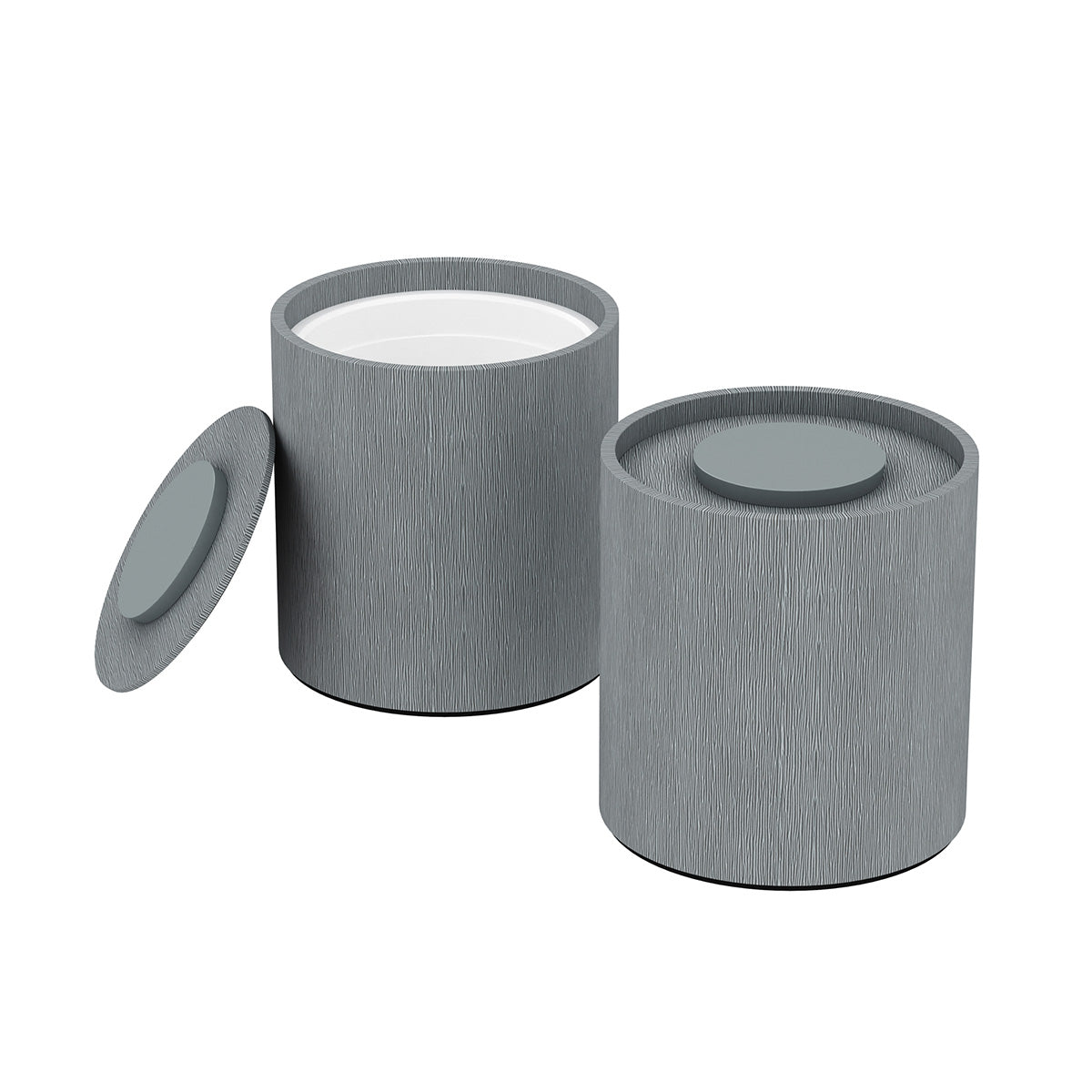 Large Round Ice Bucket w/ Recessed Handles - Wave Texture Leather Match - Signature Collection