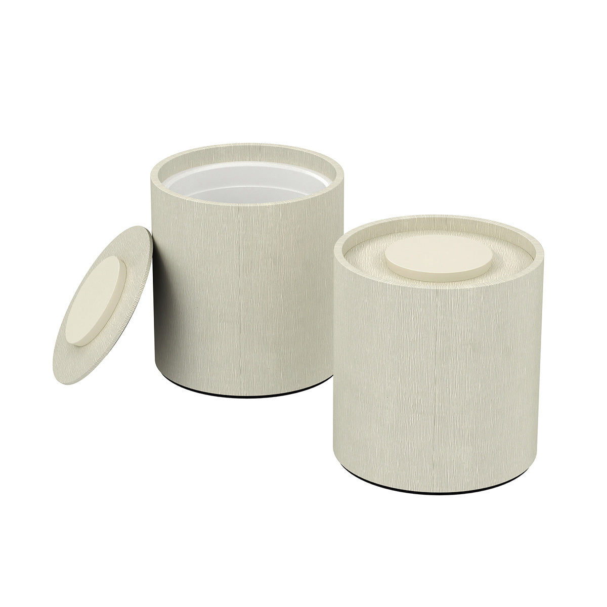 Large Round Ice Bucket w/ Recessed Handles - Wave Texture Leather Match - Signature Collection