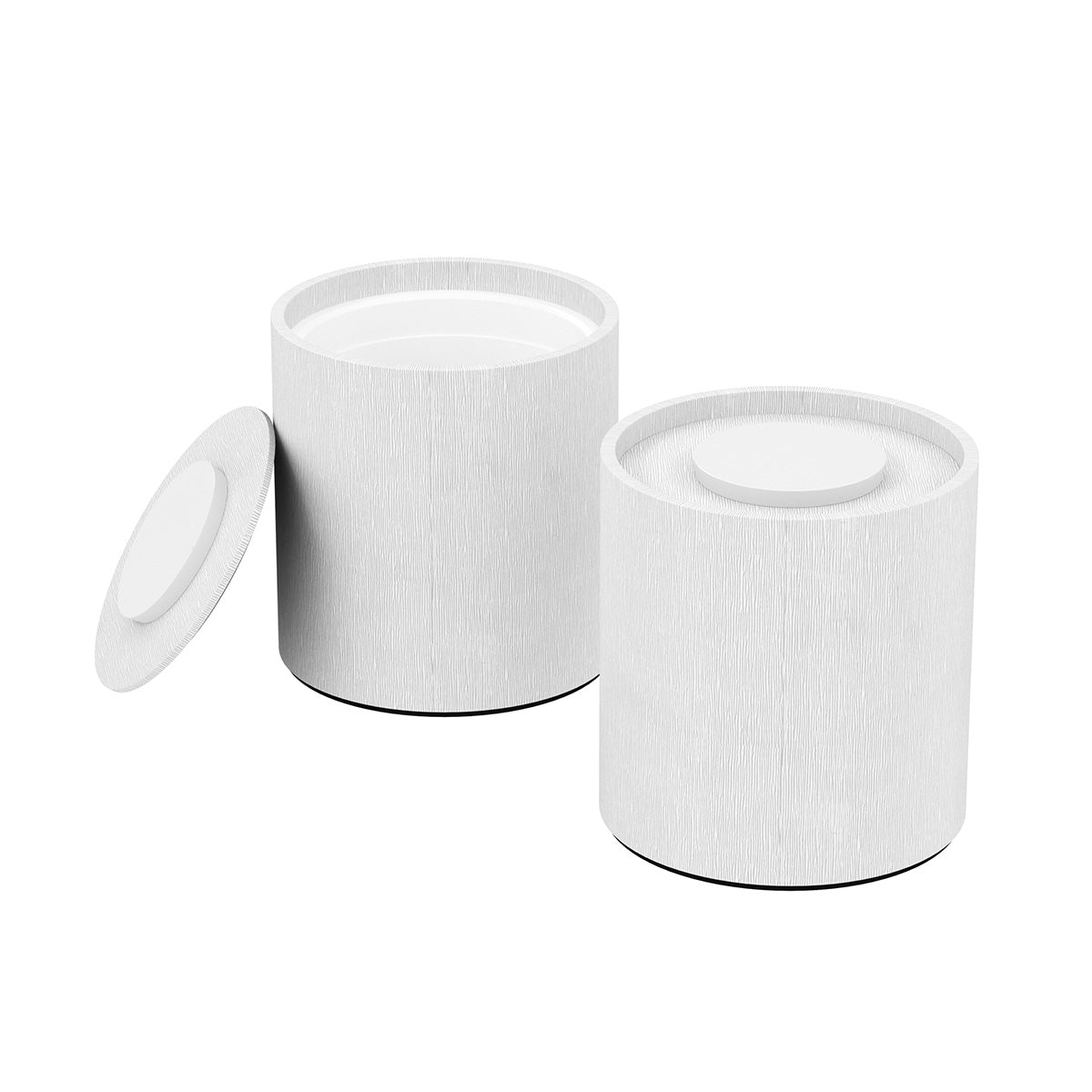 Large Round Ice Bucket w/ Recessed Handles - Wave Texture Leather Match - Signature Collection