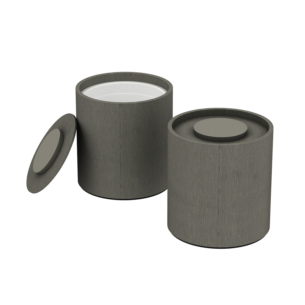 Large Round Ice Bucket w/ Recessed Handles - Wave Texture Leather Match - Signature Collection