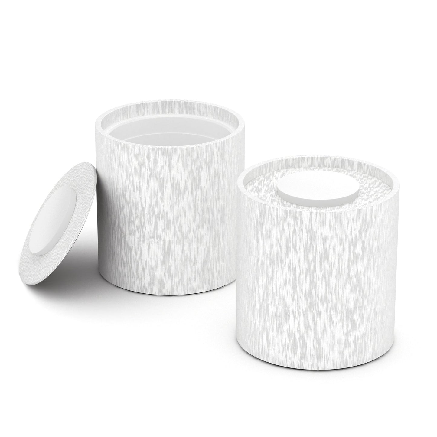 Large Round Ice Bucket w/ Recessed Handle - Wave Textured Leather Match - Quick Ship